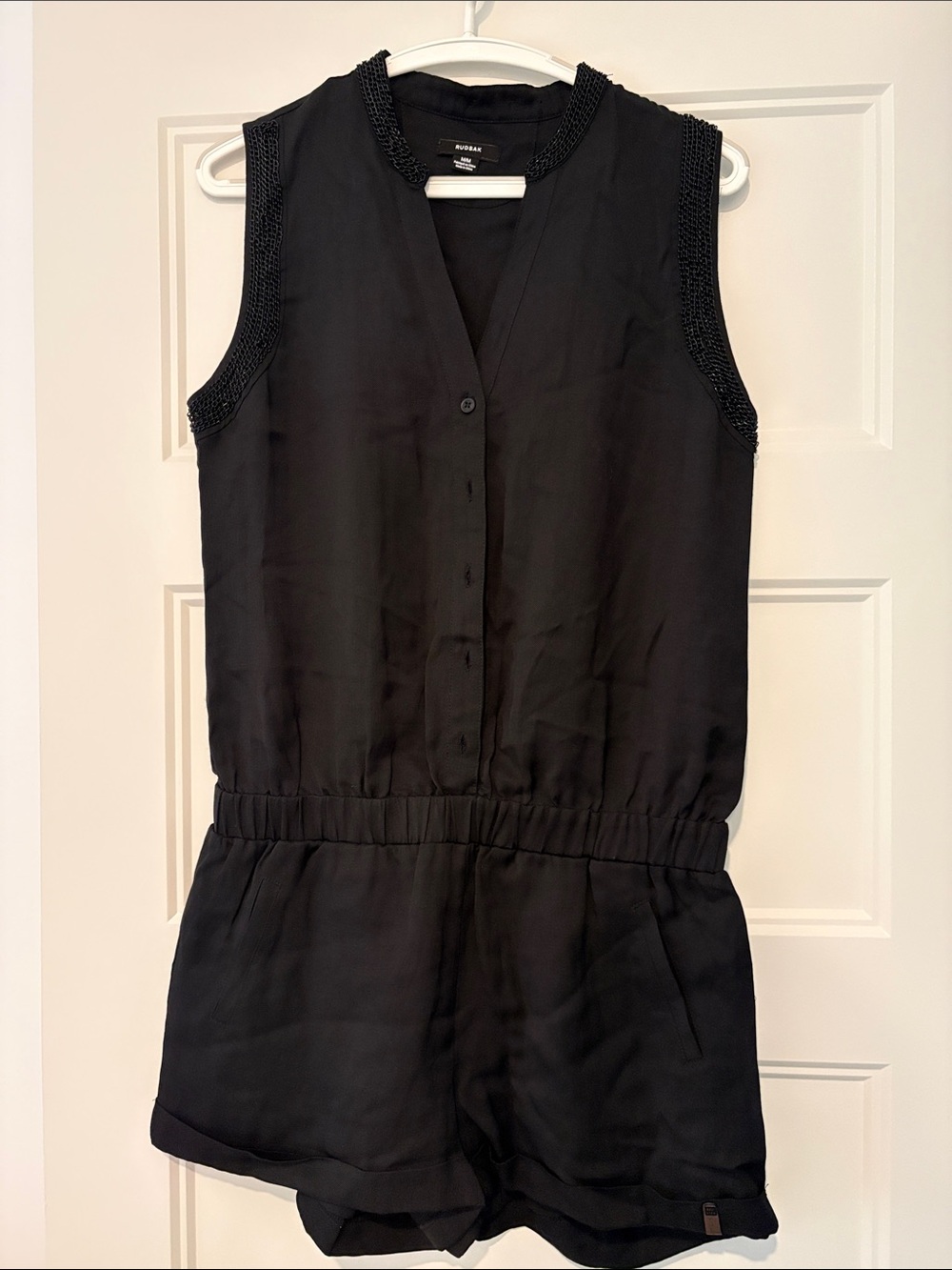 RUDSAK Black Sleeveless V-Neck Romper